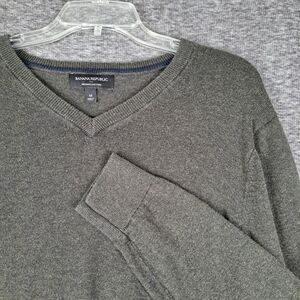 Banana Republic Sweater Men's M Silk Cashmere Premium Luxe Yarn V-Neck Green